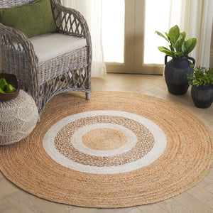 Safavieh Natural Round Area Rug - Handwoven Jute In Elegant Design For Modern Living Spaces And Cozy Decor Natural ,Ivory Jute Nfb528a-5r