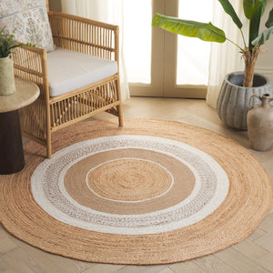 Safavieh Natural Fiber Handwoven Round Area Rug - Timeless Jute Elegance For Living Room Or Bedroom Decor Natural ,Ivory Jute Nfb529a-5r