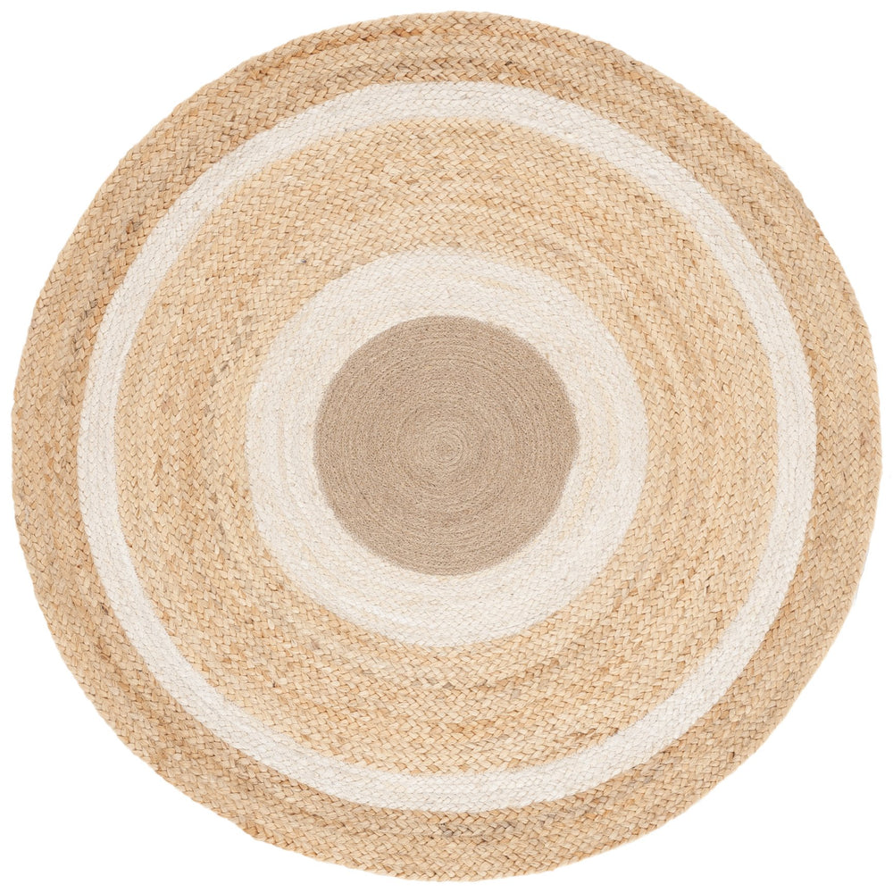 Safavieh Natural Handwoven Jute Round Area Rug From India - Elegant 3' Design To Elevate Your Home Décor Natural ,Ivory Jute Nfb531a-3r