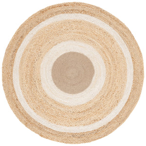 Safavieh Natural Handwoven Jute Round Area Rug From India - Elegant 3' Design To Elevate Your Home Décor Natural ,Ivory Jute Nfb531a-3r