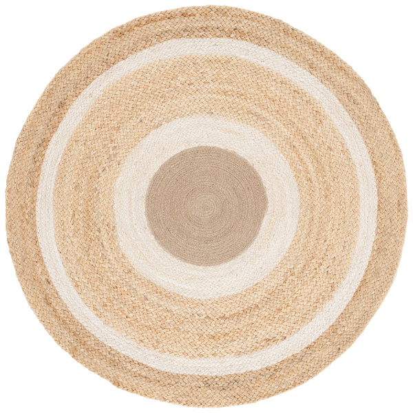 Safavieh Natural Handwoven Jute Round Area Rug From India - Elegant 3' Design To Elevate Your Home Décor Natural ,Ivory Jute Nfb531a-3r