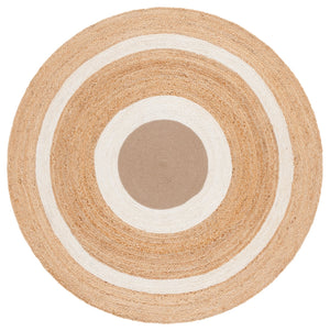 Safavieh Natural Handwoven Jute Round Area Rug From India - Elegant 3' Design To Elevate Your Home Décor Natural ,Ivory Jute Nfb531a-5r