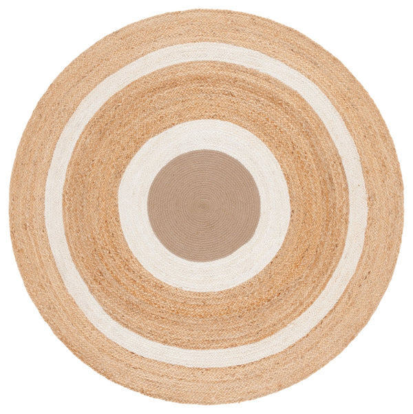 Safavieh Natural Handwoven Jute Round Area Rug From India - Elegant 3' Design To Elevate Your Home Décor Natural ,Ivory Jute Nfb531a-5r