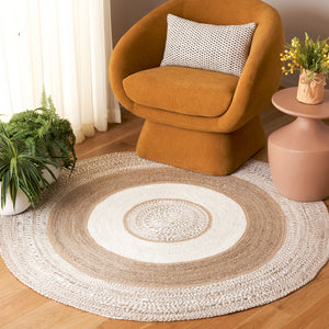 Safavieh Natural Fiber Area Rug - Handwoven 3' Round Jute Rug For Stylish Home Decor And Lasting Durability Natural ,Ivory Jute Nfb532a-5r