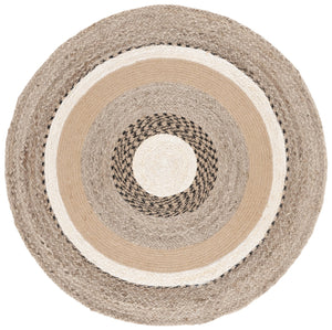 Safavieh Natural Handwoven Jute Area Rug - Elegant Round Design For Earthy Sophistication In Any Space Natural ,Grey 95% Jute & 5% Cotton Nfb537f-3r