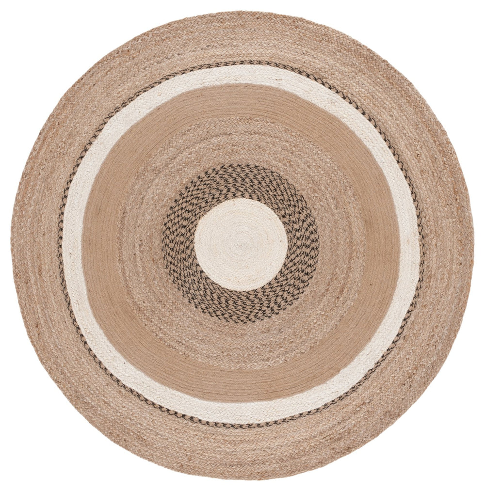 Safavieh Natural Handwoven Jute Area Rug - Elegant Round Design For Earthy Sophistication In Any Space Natural ,Grey 95% Jute & 5% Cotton Nfb537f-5r