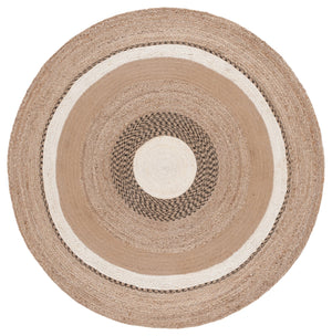 Safavieh Natural Handwoven Jute Area Rug - Elegant Round Design For Earthy Sophistication In Any Space Natural ,Grey 95% Jute & 5% Cotton Nfb537f-5r
