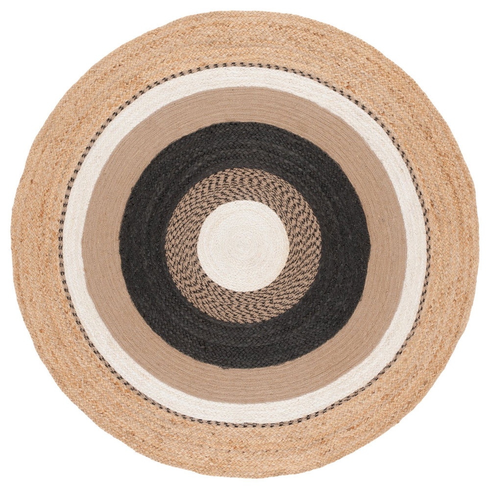 Safavieh Natural Handwoven Round Area Rug - Chic 3' X 3' Design In Earthy Hues For A Stylish Home Décor Upgrade Natural ,Black 95% Jute & 5% Cotton Nfb538z-3r