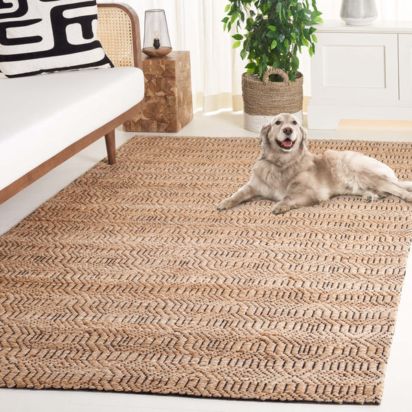 Safavieh Natural Fiber Area Rug – Handloomed Jute & Cotton Blend For Timeless Style And Elegance In Any Space Natural ,Black 80% Jute 20% Cotton Nfb659z-7r