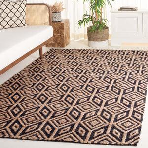 Safavieh Natural Fiber Rug - Luxurious Jute And Cotton Blend For Elegant Home Décor And Versatile Style Natural ,Black 80% Jute 20% Cotton Nfb660z-28
