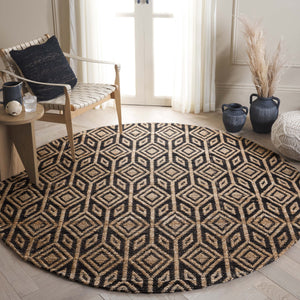 Safavieh Natural Fiber Rug - Luxurious Jute And Cotton Blend For Elegant Home Décor And Versatile Style Natural ,Black 80% Jute 20% Cotton Nfb660z-28