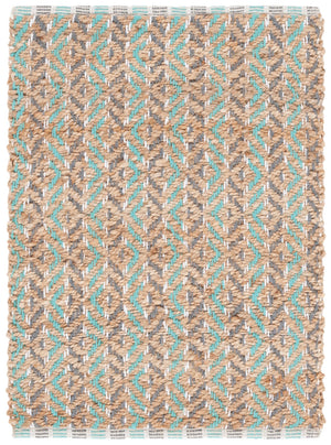 Safavieh Natural Fiber Area Rug - Handcrafted Teal And Jute Home Decor For Cozy Modern Living Spaces Natural ,Teal 80% Jute,20% Cotton Nfb661j-4