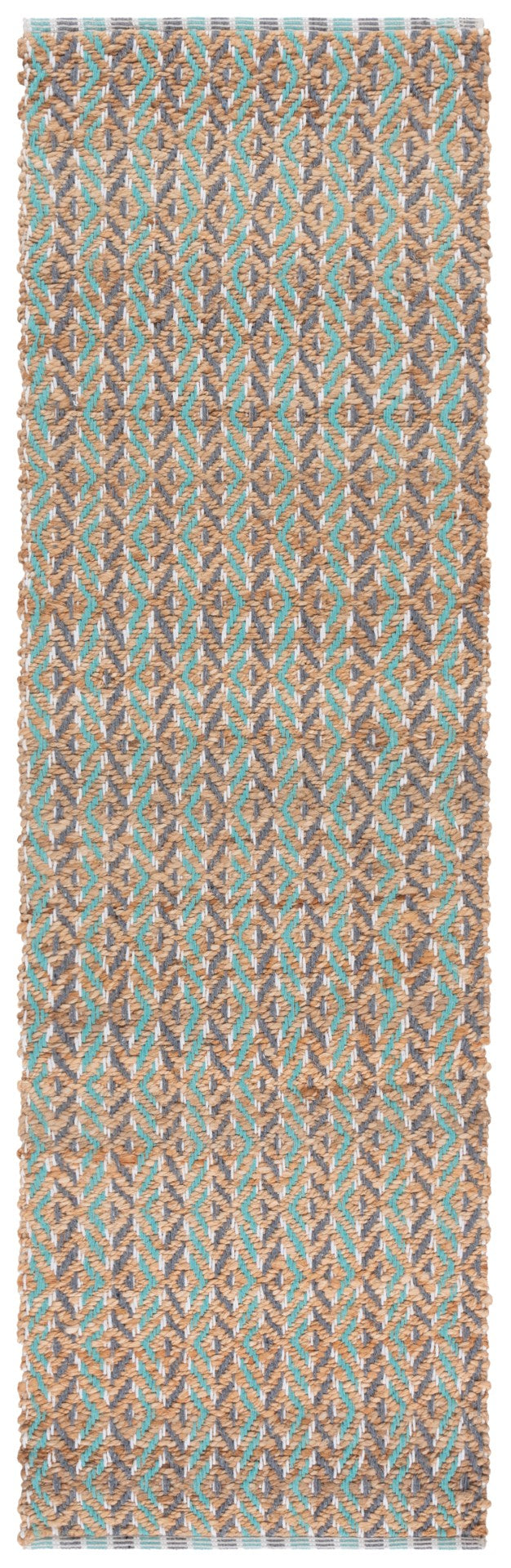 Safavieh Natural Fiber Area Rug - Handcrafted Teal And Jute Home Decor For Cozy Modern Living Spaces Natural ,Teal 80% Jute,20% Cotton Nfb661j-4