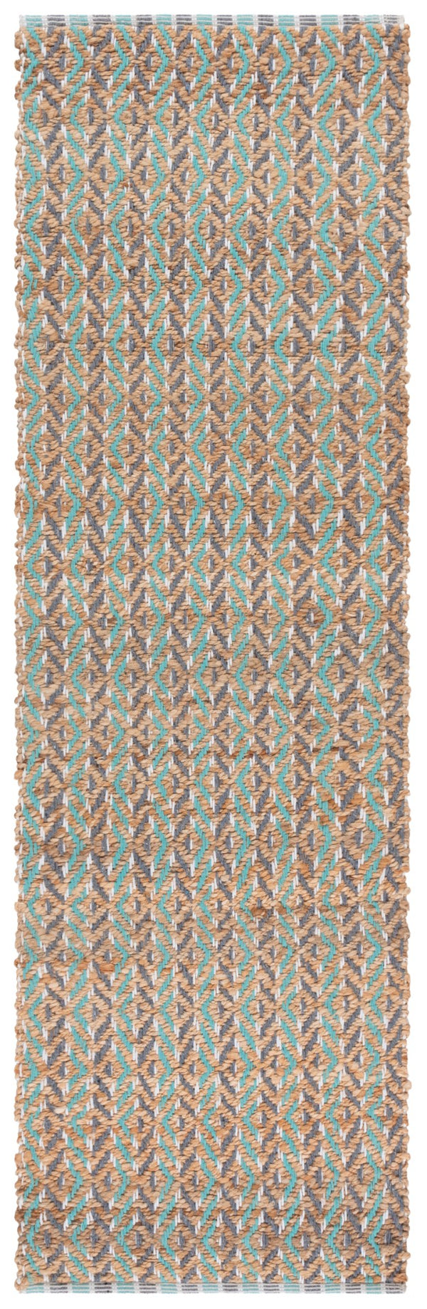 Safavieh Natural Fiber Area Rug - Handcrafted Teal And Jute Home Decor For Cozy Modern Living Spaces Natural ,Teal 80% Jute,20% Cotton Nfb661j-4