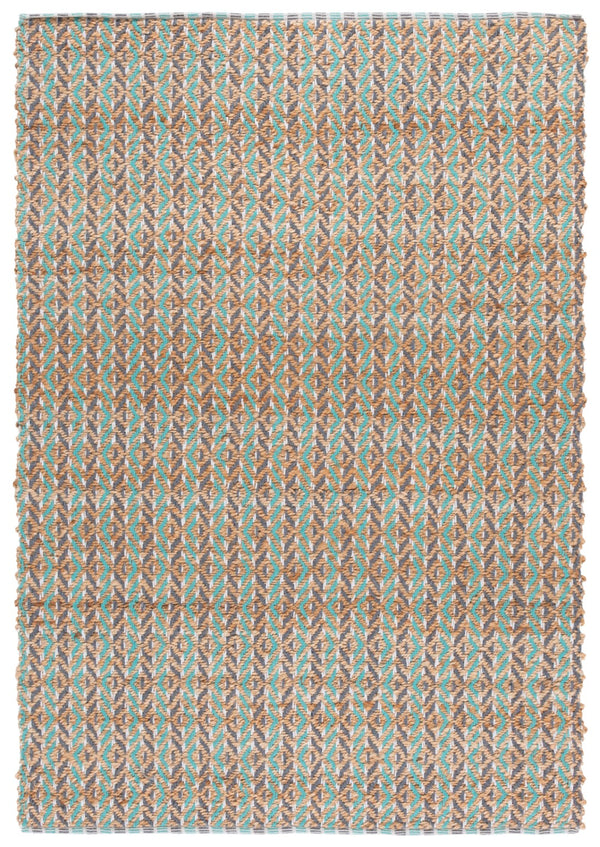 Safavieh Natural Fiber Area Rug - Handcrafted Teal And Jute Home Decor For Cozy Modern Living Spaces Natural ,Teal 80% Jute,20% Cotton Nfb661j-4