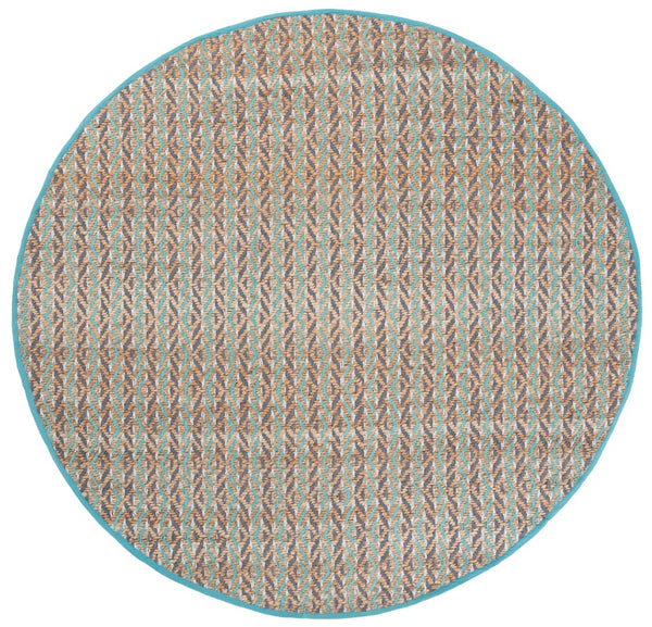 Safavieh Natural Fiber Area Rug - Handcrafted Teal And Jute Home Decor For Cozy Modern Living Spaces Natural ,Teal 80% Jute,20% Cotton Nfb661j-4