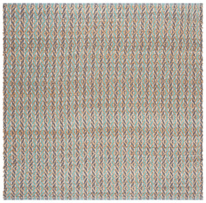 Safavieh Natural Fiber Area Rug - Handcrafted Teal And Jute Home Decor For Cozy Modern Living Spaces Natural ,Teal 80% Jute,20% Cotton Nfb661j-4