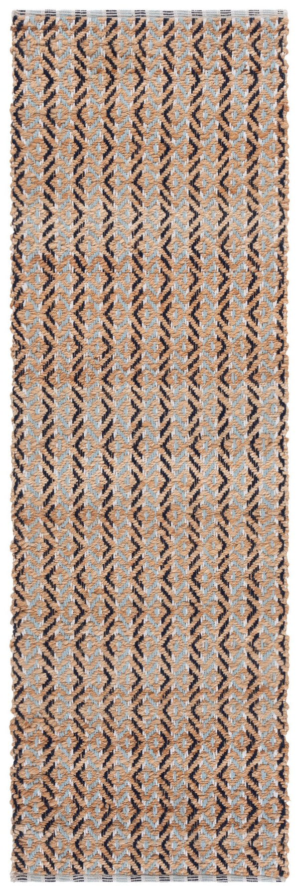 Safavieh Natural Fiber Runner Rug - Bohemian Elegance In Eco-friendly Jute And Cotton For Your Home Decor Natural ,Turquoise 80% Jute,20% Cotton Nfb661k-28