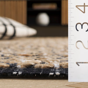 Safavieh Natural Fiber Area Rug - Handcrafted Teal And Jute Home Decor For Cozy Modern Living Spaces Natural ,Black 80% Jute,20% Cotton Nfb661z-9