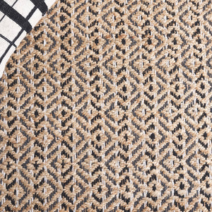 Safavieh Natural Fiber Area Rug - Handcrafted Teal And Jute Home Decor For Cozy Modern Living Spaces Natural ,Black 80% Jute,20% Cotton Nfb661z-9