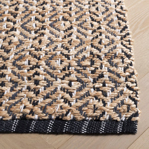 Safavieh Natural Fiber Area Rug - Handcrafted Teal And Jute Home Decor For Cozy Modern Living Spaces Natural ,Black 80% Jute,20% Cotton Nfb661z-9