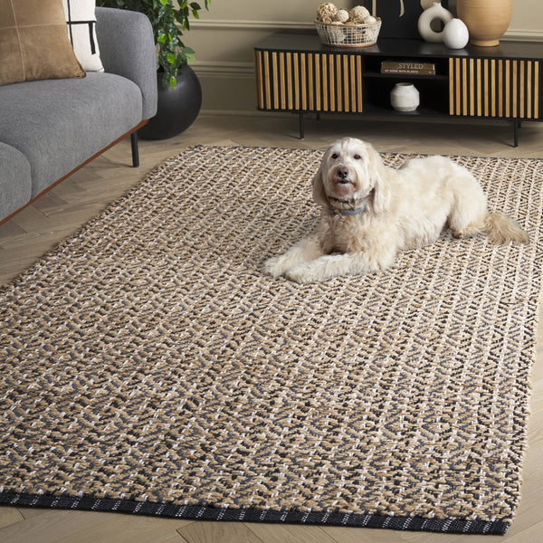 Safavieh Natural Fiber Runner Rug - Bohemian Elegance In Eco-friendly Jute And Cotton For Your Home Decor Natural ,Black 80% Jute,20% Cotton Nfb661z-5