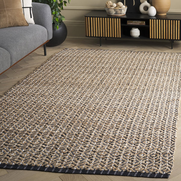 Safavieh Natural Fiber Runner Rug - Bohemian Elegance In Eco-friendly Jute And Cotton For Your Home Decor Natural ,Black 80% Jute,20% Cotton Nfb661z-5