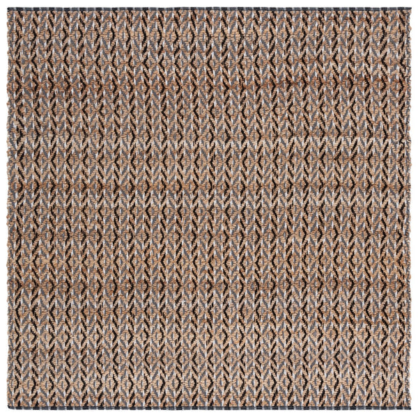 Safavieh Natural Fiber Area Rug - Handcrafted Teal And Jute Home Decor For Cozy Modern Living Spaces Natural ,Black 80% Jute,20% Cotton Nfb661z-9