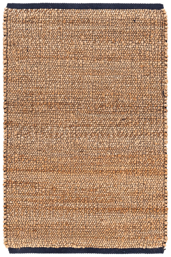 Safavieh Natural Handwoven Jute & Cotton Square Rug With Low-Profile Flat Weave, Navy Accents For Modern DéCor 6'-6" x 6'-6" NFB662N-7SQ