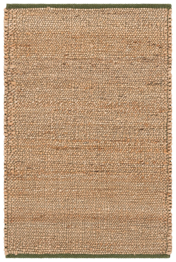 Safavieh Natural Handwoven Round Jute-Cotton Area Rug In Soothing Green And Neutral Tones, Low-Pile Durable 7'-0" x 7'-0" NFB662Y-7R