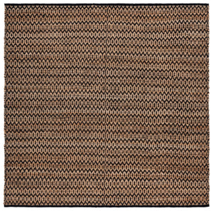 Safavieh Natural 7x7 Ft Black Hemp Area Rug - Eco-friendly, Geometric Design, Crafted In India For Modern Homes Natural ,Black Hemp Nfb701z-7sq