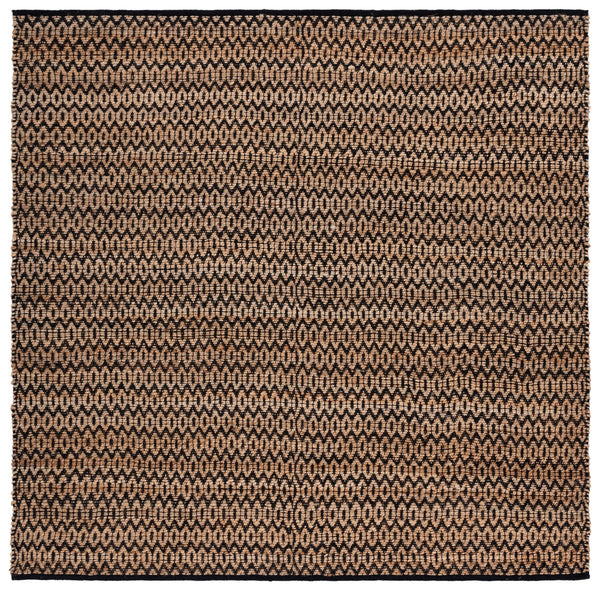 Safavieh Natural 7x7 Ft Black Hemp Area Rug - Eco-friendly, Geometric Design, Crafted In India For Modern Homes Natural ,Black Hemp Nfb701z-7sq