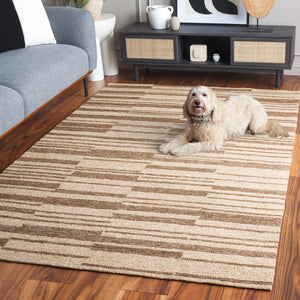 Safavieh Natural Hand-tufted Area Rug In Elegant Striped Pattern – Soft Jute, Wool & Cotton Blend For Cozy Spaces Natural ,Brown 50% Jute 30% Wool 20% Cotton Nfb726t-4