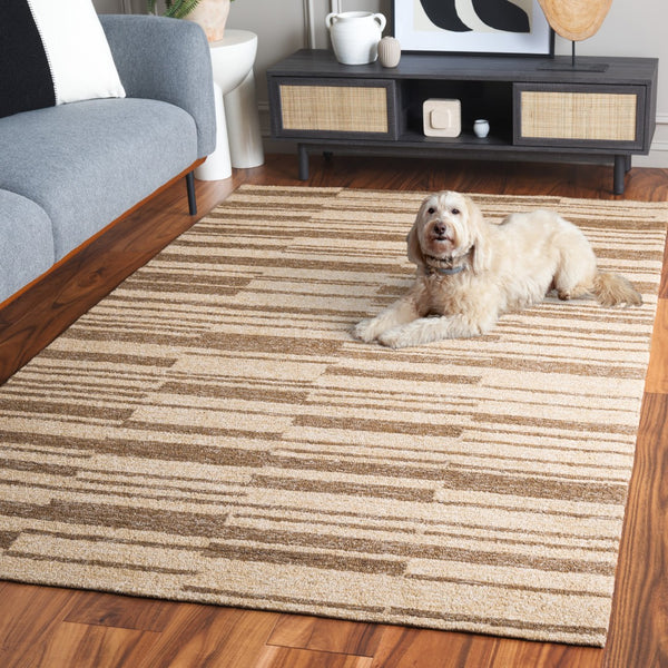 Safavieh Natural Hand-tufted Area Rug In Elegant Striped Pattern – Soft Jute, Wool & Cotton Blend For Cozy Spaces Natural ,Brown 50% Jute 30% Wool 20% Cotton Nfb726t-4