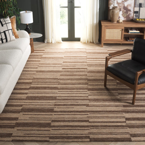 Safavieh Natural Hand-tufted Area Rug In Elegant Striped Pattern – Soft Jute, Wool & Cotton Blend For Cozy Spaces Natural ,Brown 50% Jute 30% Wool 20% Cotton Nfb726t-4