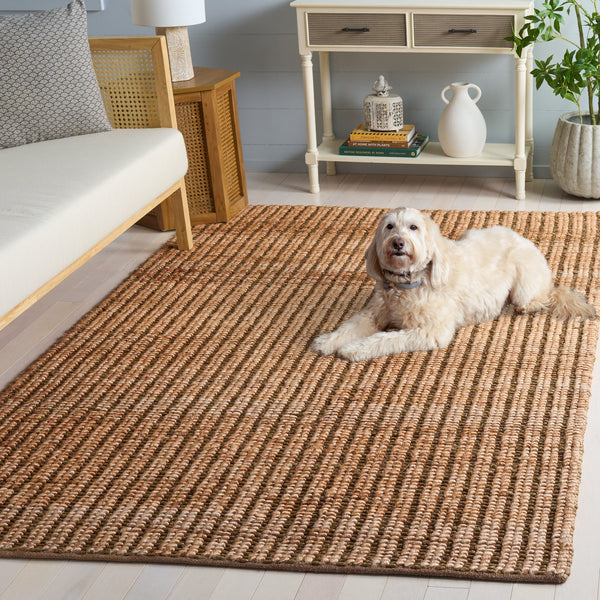 Safavieh Natural Hand-Woven Jute Rug In Soft Green & Natural Tones — Artisanal Texture, Durable Low-Profile Surface 6'-0" x 6'-0" NFB781Y-6SQ