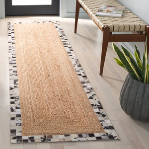 Safavieh Natural Fiber 827a Grey Area Rug – Luxurious Texture With 80% Leather & 20% Jute For Elegant Spaces Natural ,Grey 80% Leather,20% Jute Nfb827a-3