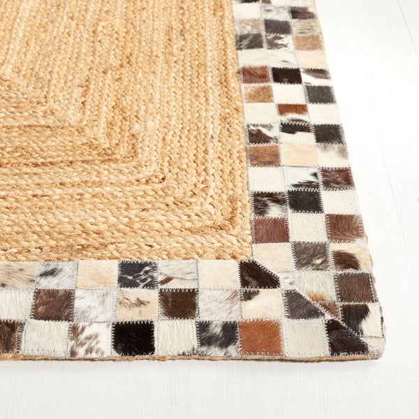 Safavieh Natural Fiber 827a Grey Area Rug – Luxurious Texture With 80% Leather & 20% Jute For Elegant Spaces Natural ,Grey 80% Leather,20% Jute Nfb827a-3