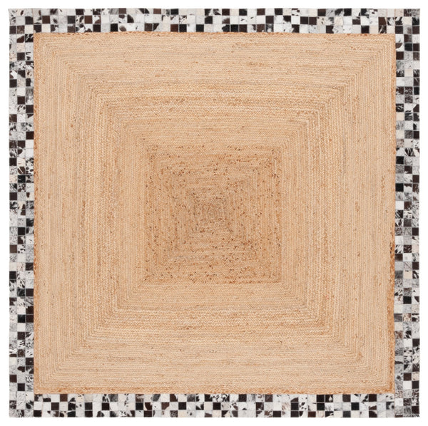 Safavieh Natural Fiber 827a Grey Area Rug – Luxurious Texture With 80% Leather & 20% Jute For Elegant Spaces Natural ,Grey 80% Leather,20% Jute Nfb827a-3