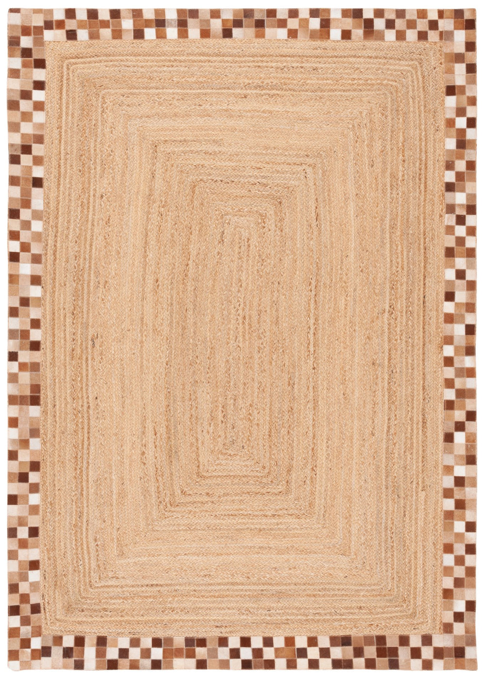 Safavieh Natural Fiber 828a Premium Leather And Jute Area Rug For Elegant Home Décor And Comfort Natural ,Brown 80% Leather,20% Jute Nfb828a-5