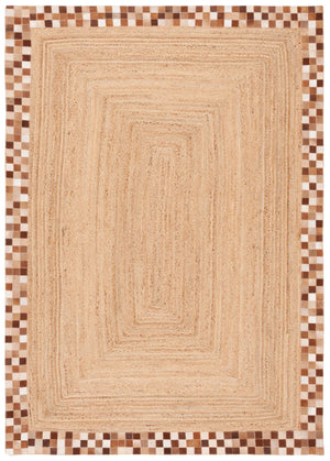 Safavieh Natural Fiber 828a Premium Leather And Jute Area Rug For Elegant Home Décor And Comfort Natural ,Brown 80% Leather,20% Jute Nfb828a-5