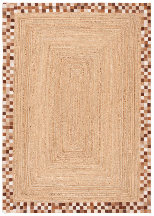 Safavieh Natural Fiber 828a Premium Leather And Jute Area Rug For Elegant Home Décor And Comfort Natural ,Brown 80% Leather,20% Jute Nfb828a-5