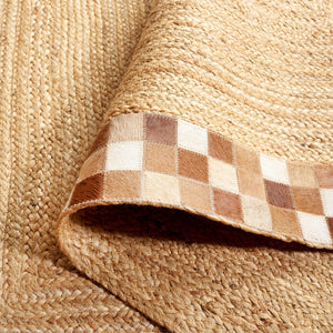 Safavieh Natural Fiber 828a Premium Leather And Jute Area Rug For Elegant Home Décor And Comfort Natural ,Brown 80% Leather,20% Jute Nfb828a-5