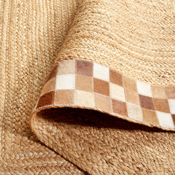 Safavieh Natural Fiber 828a Premium Leather And Jute Area Rug For Elegant Home Décor And Comfort Natural ,Brown 80% Leather,20% Jute Nfb828a-5