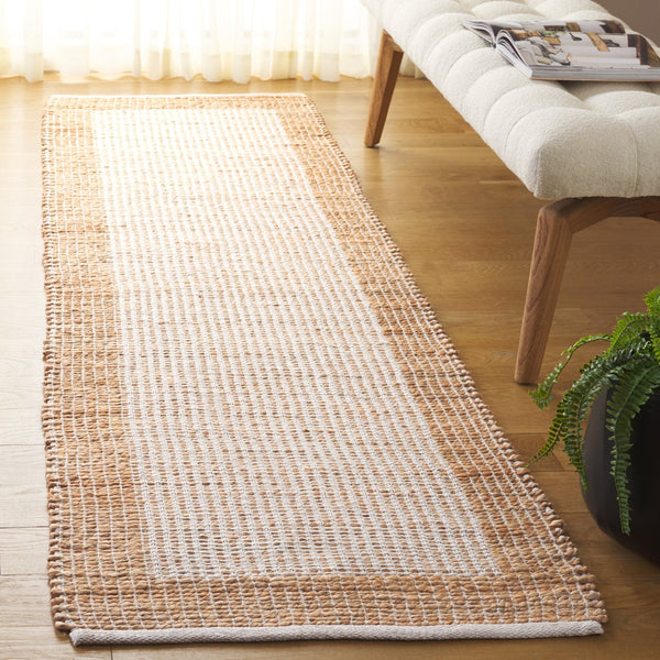 Safavieh Natural Handwoven Runner Rug – Timeless Elegance And Artisanal Charm For Your Home Decor Natural ,Ivory 60% Jute & 40% Cotton Nfb975a-28