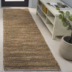 Safavieh Natural Fiber Couture Ivory Area Rug – Hand Loomed Jute & Cotton Runner For Elegant Spaces Green ,Natural 80% Jute 20% Cotton Nfc101y-28