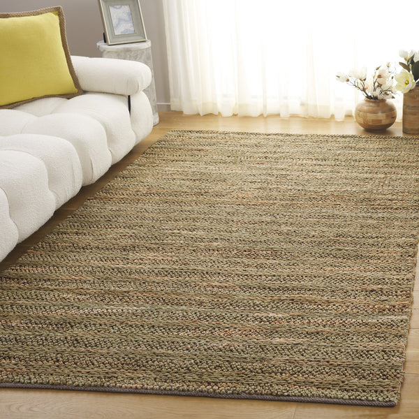 Safavieh Natural Fiber Couture Ivory Area Rug – Hand Loomed Jute & Cotton Runner For Elegant Spaces Green ,Natural 80% Jute 20% Cotton Nfc101y-5
