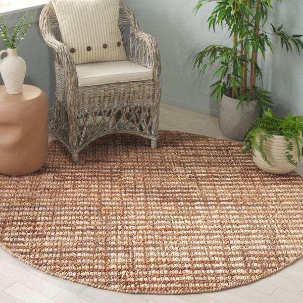 Safavieh Natural Fiber Jute Cotton Runner Hand Loomed Artisan Weave for Hallways and Entryways 6'-0" x 6'-0" - A NFC102A-6R
