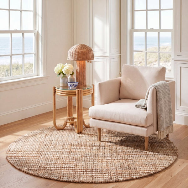 Safavieh Natural Fiber Jute Cotton Runner Hand Loomed Artisan Weave for Hallways and Entryways 6'-0" x 6'-0" - A NFC102A-6R