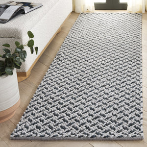 Safavieh Natural Fiber Couture 104f Modern Geometric Runner Rug - Elegant Hand Loomed Design For Your Home Teal ,Grey 45% Wool 30% Jute 20% Cotton 5% Polyster Nfc104j-28